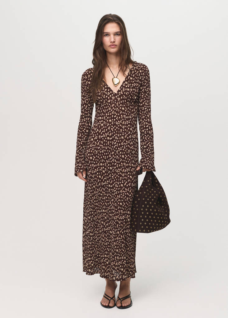 Abito stampato con scollo a V