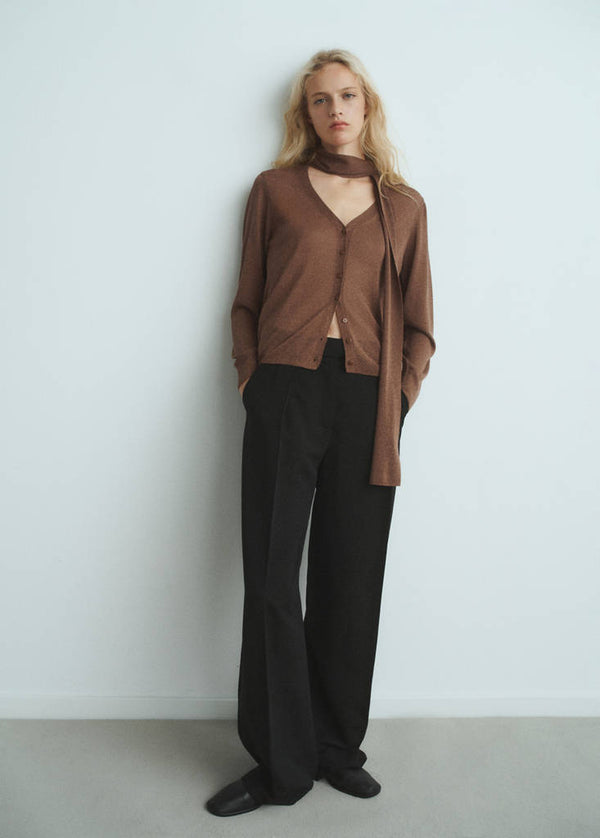 Fine-Knit Scarf Cardigan