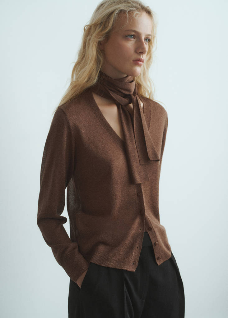 Fine-Knit Scarf Cardigan