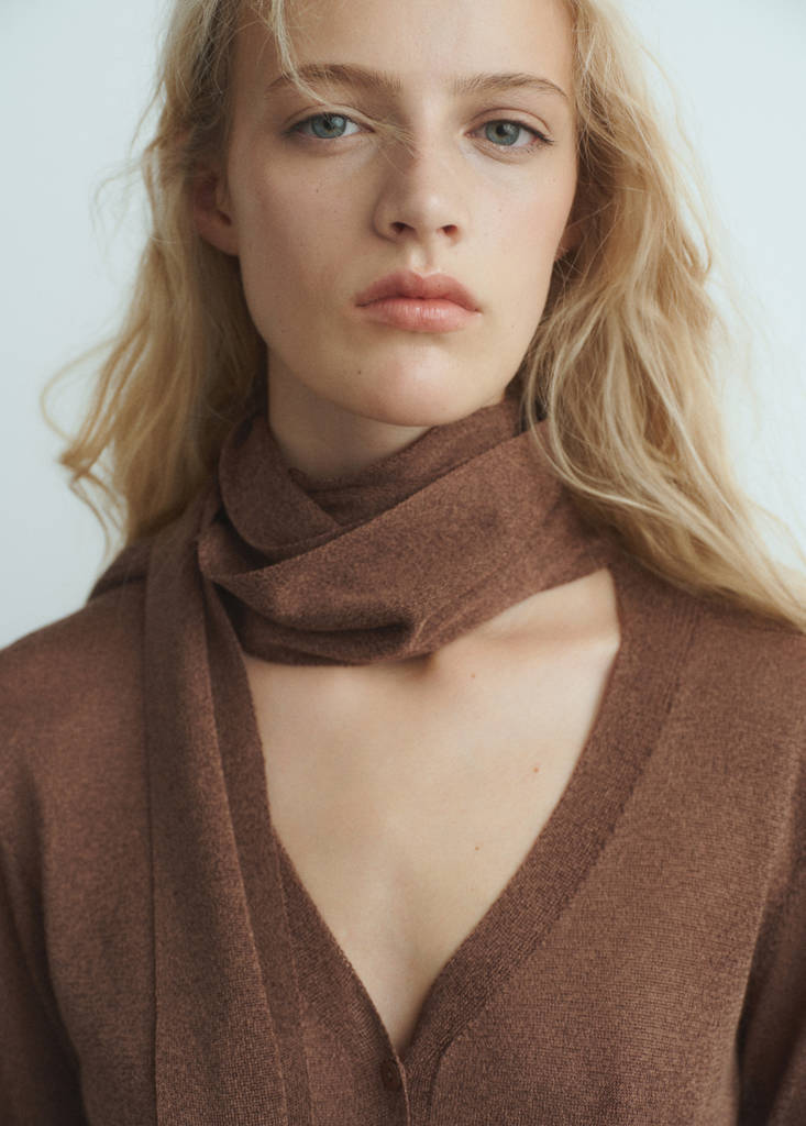 Fine-Knit Scarf Cardigan