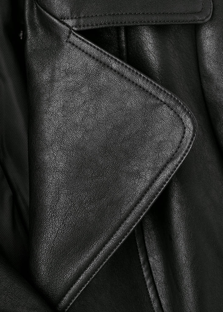 Cappotto In Pelle Sintetica Con Collo In Pelliccia Sintetica