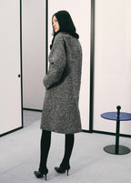 Manteau Chiné Col Fausse Fourrure