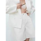 Bermuda En Jean Droit Taille Haute