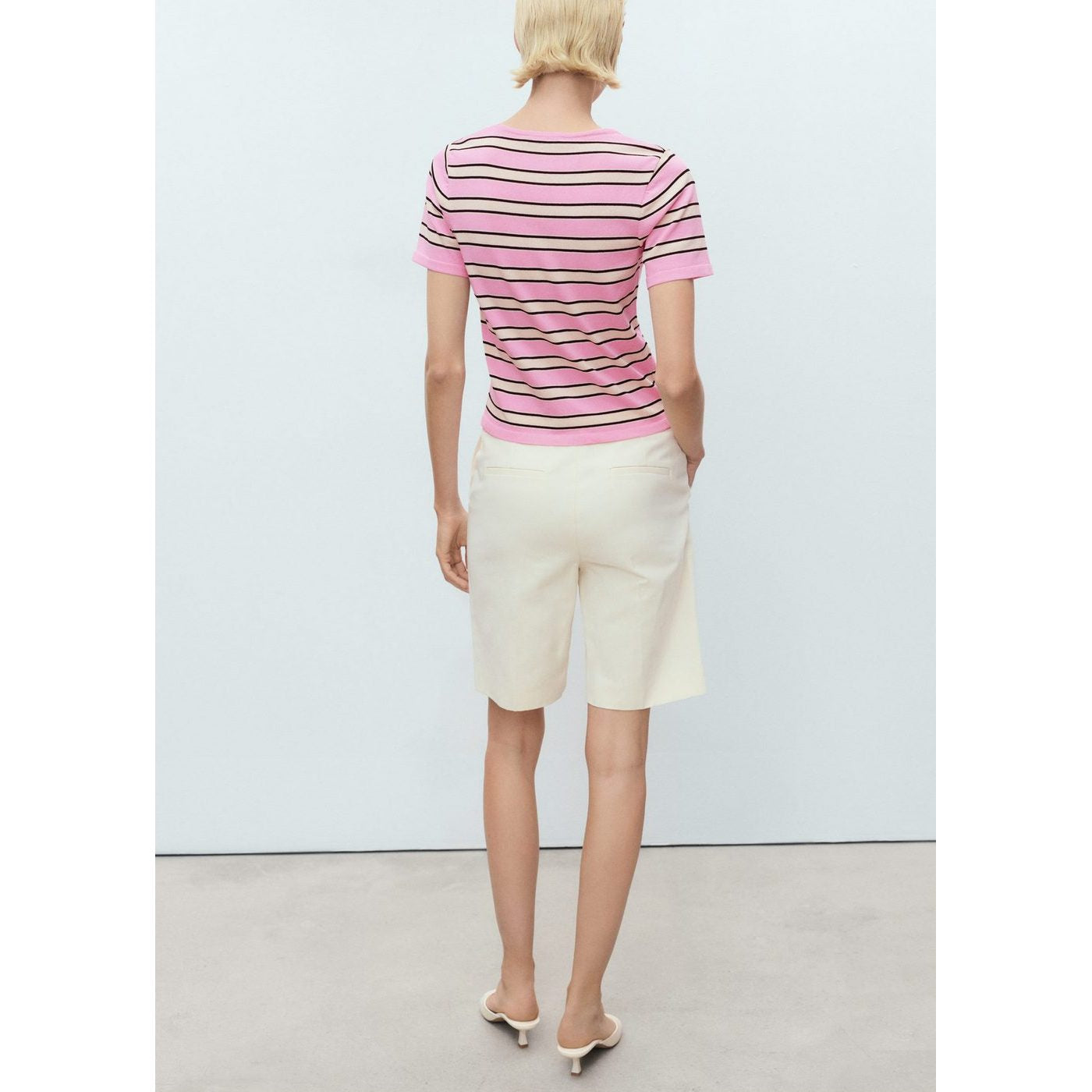 Pull À Manches Courtes À Rayures Combinées