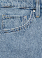 Short En Jean Droit Taille Haute