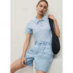 Bermuda En Jean Taille Normale À Pinces
