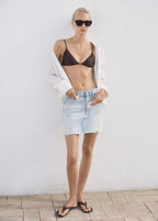 Jupe Denim Bas Effiloché