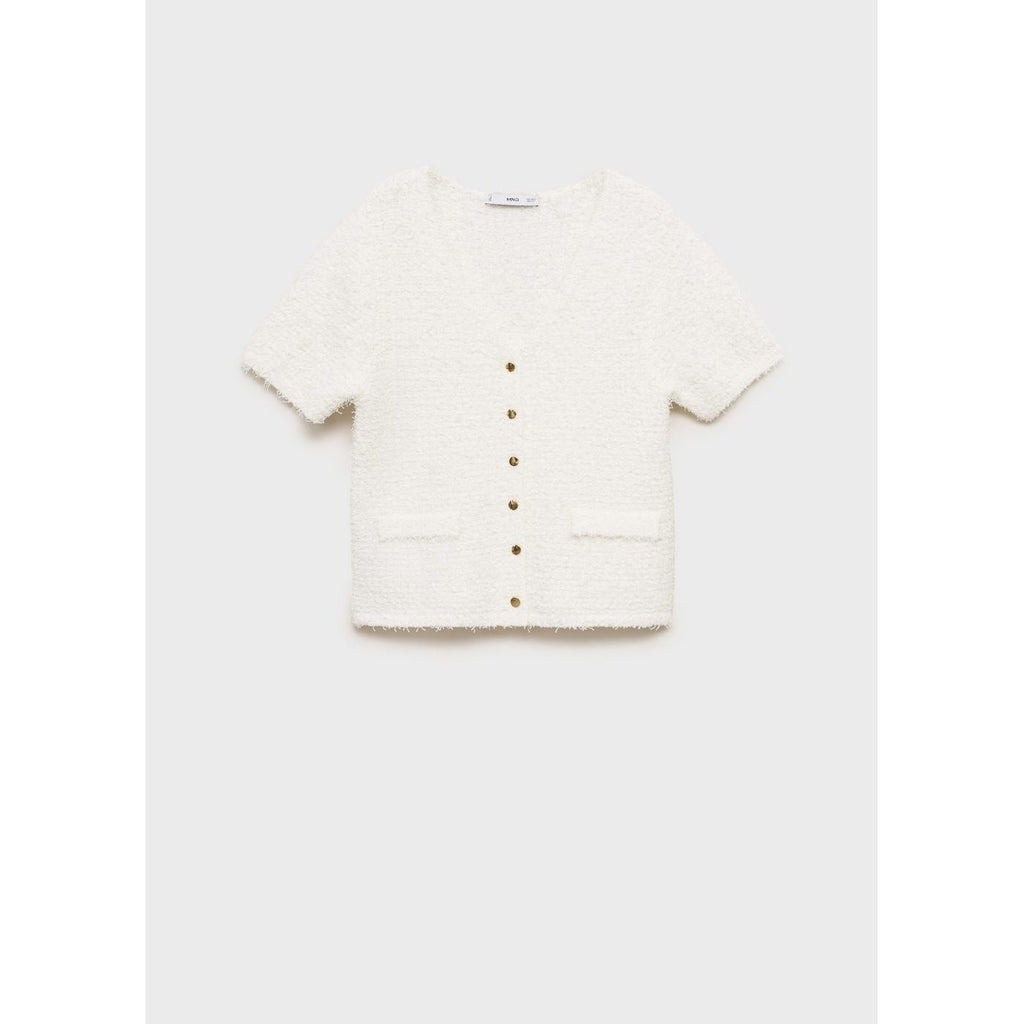 Cardigan En Maille Bouclée Manches Courtes