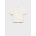 Cardigan En Maille Bouclée Manches Courtes