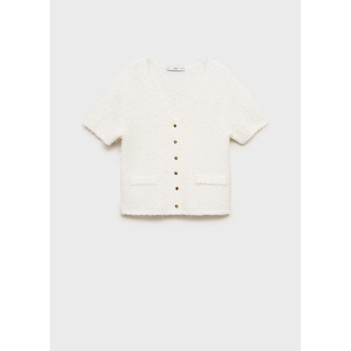 Cardigan En Maille Bouclée Manches Courtes