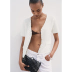 Cardigan En Maille Bouclée Manches Courtes