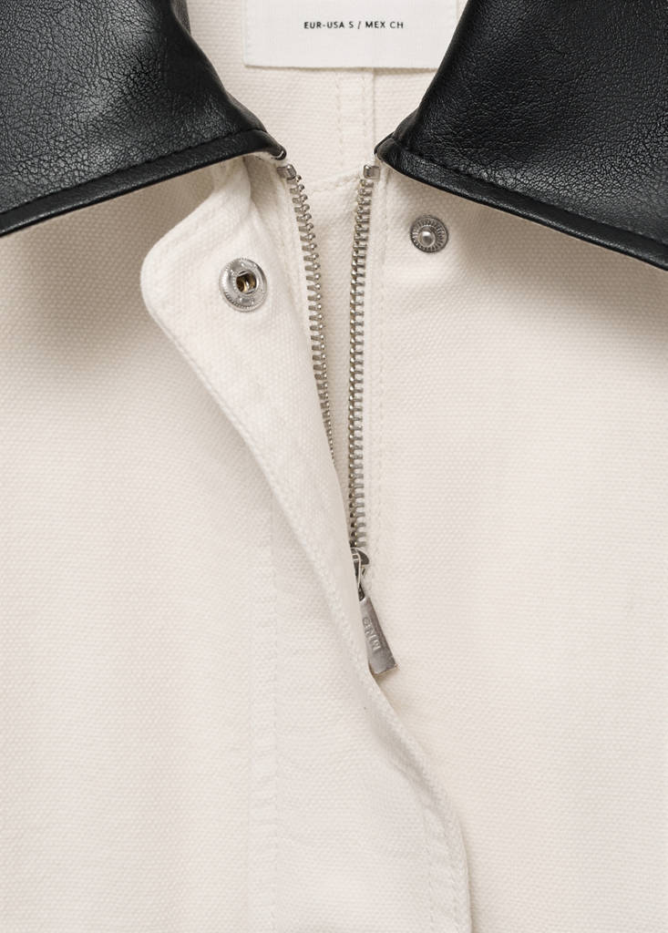Parka in jeans con colletto a contrasto