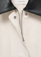 Parka in jeans con colletto a contrasto