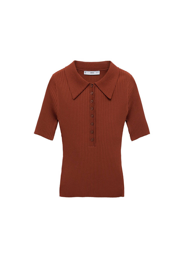 Pull-Over Maille Côtelée Col Polo