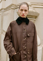 Parka Con Colletto In Velluto A Coste Effetto Cerato