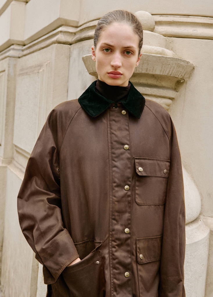 Parka Con Colletto In Velluto A Coste Effetto Cerato