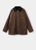 Parka Con Colletto In Velluto A Coste Effetto Cerato
