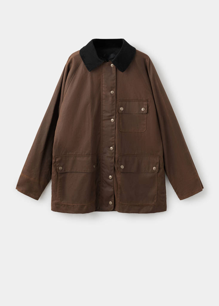 Parka Con Colletto In Velluto A Coste Effetto Cerato