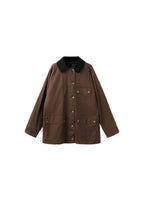 Parka Con Colletto In Velluto A Coste Effetto Cerato