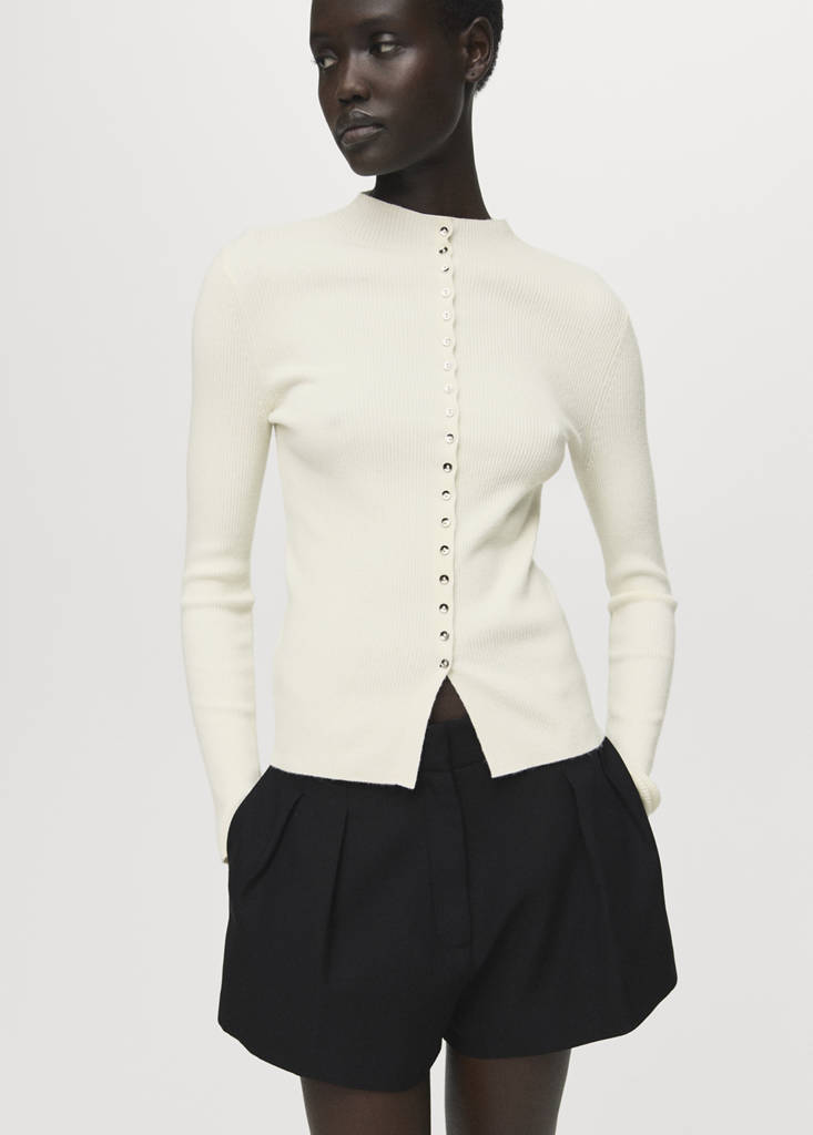 Cardigan Maille Fine Côtelée