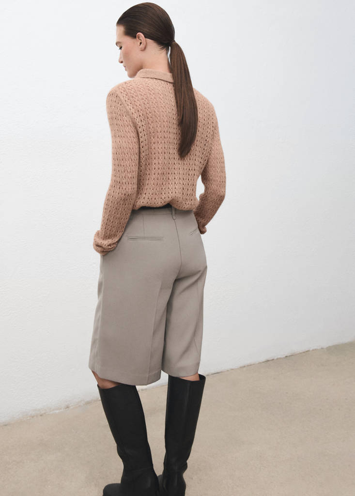 Ajourstrick-Pullover mit Polokragen