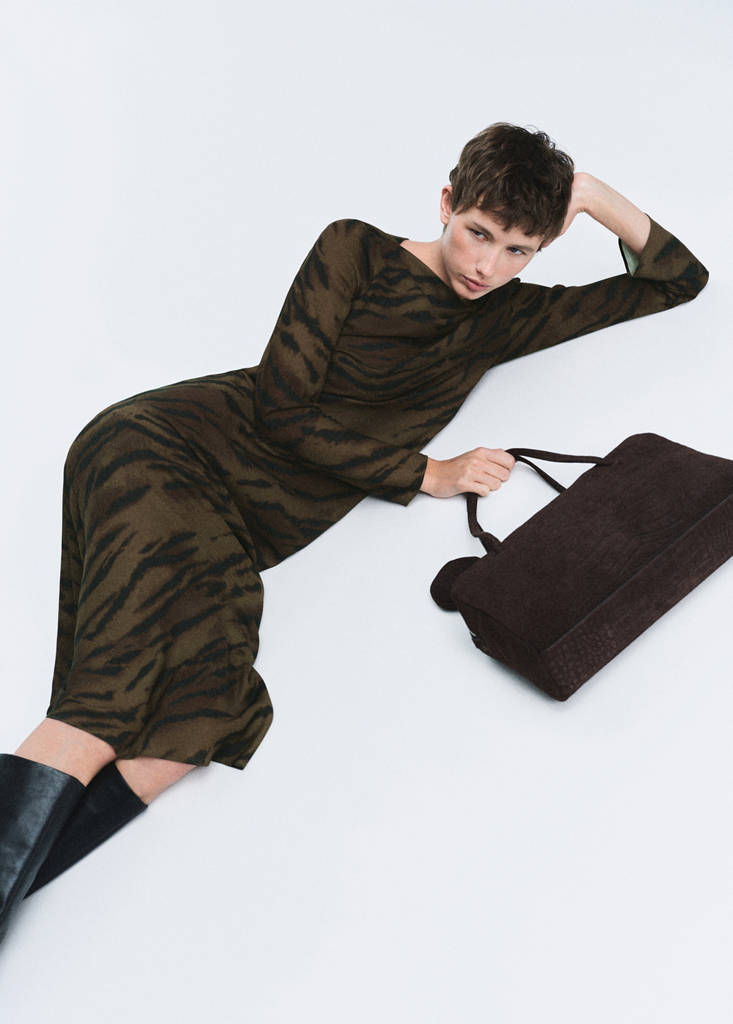 Satinkleid mit Animal-Print