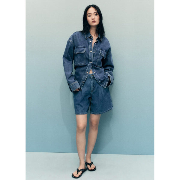 Bermuda in jeans a vita normale con pince