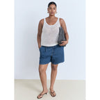 Bermuda En Jean Taille Normale À Pinces