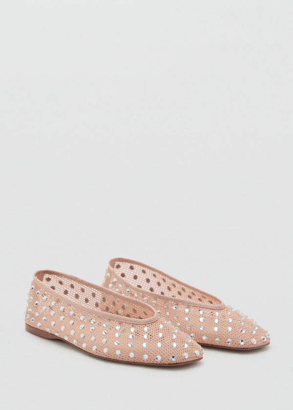 Ballerines En Maille Filet À Strass