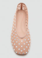 Ballerines En Maille Filet À Strass