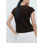 Pull En Maille De Coton Manches Courtes