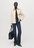 Parka in jeans con colletto a contrasto