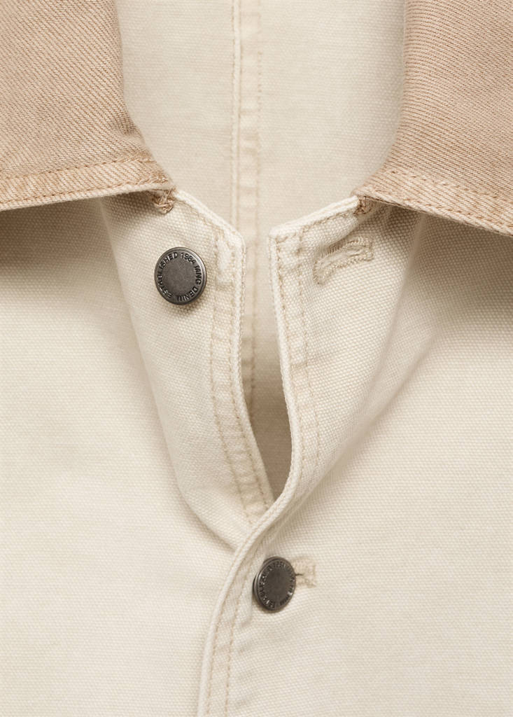 Parka in jeans con colletto a contrasto