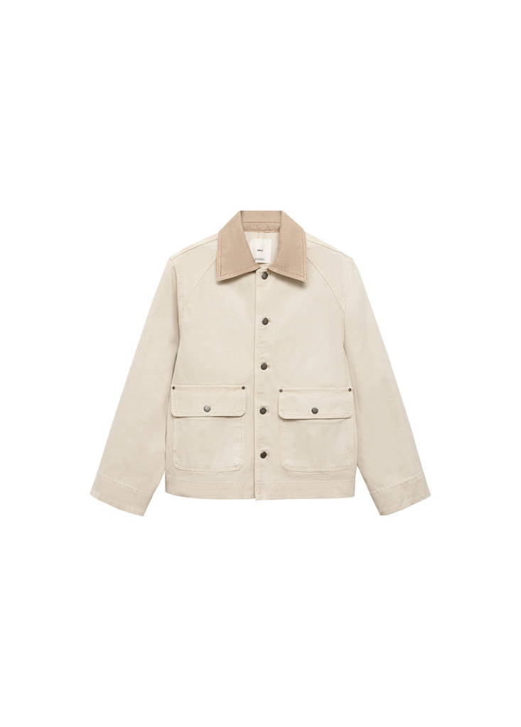 Parka in jeans con colletto a contrasto