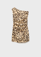 Leopard Asymmetric Collar Dress