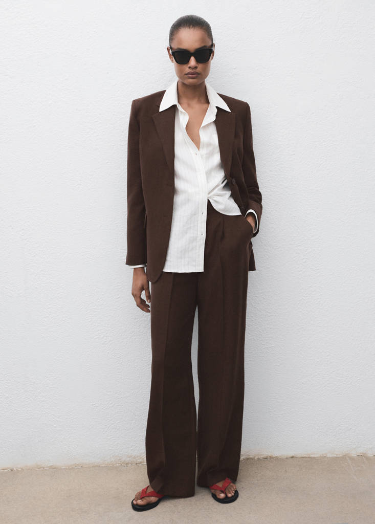 Pantaloni Dritti da Abito in Lyocell