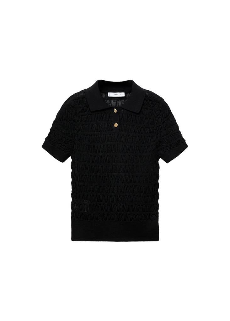 Pullover Testurizzato Con Colletto Polo