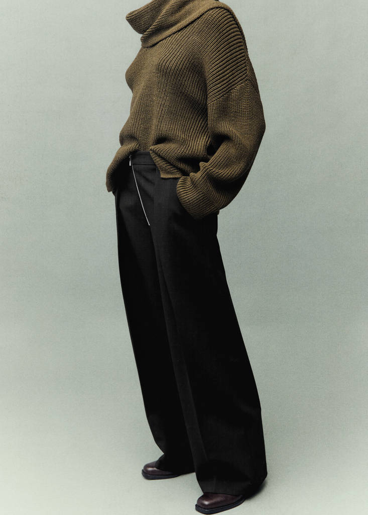 Pantaloni Con Pinces Chiusura Con Zip