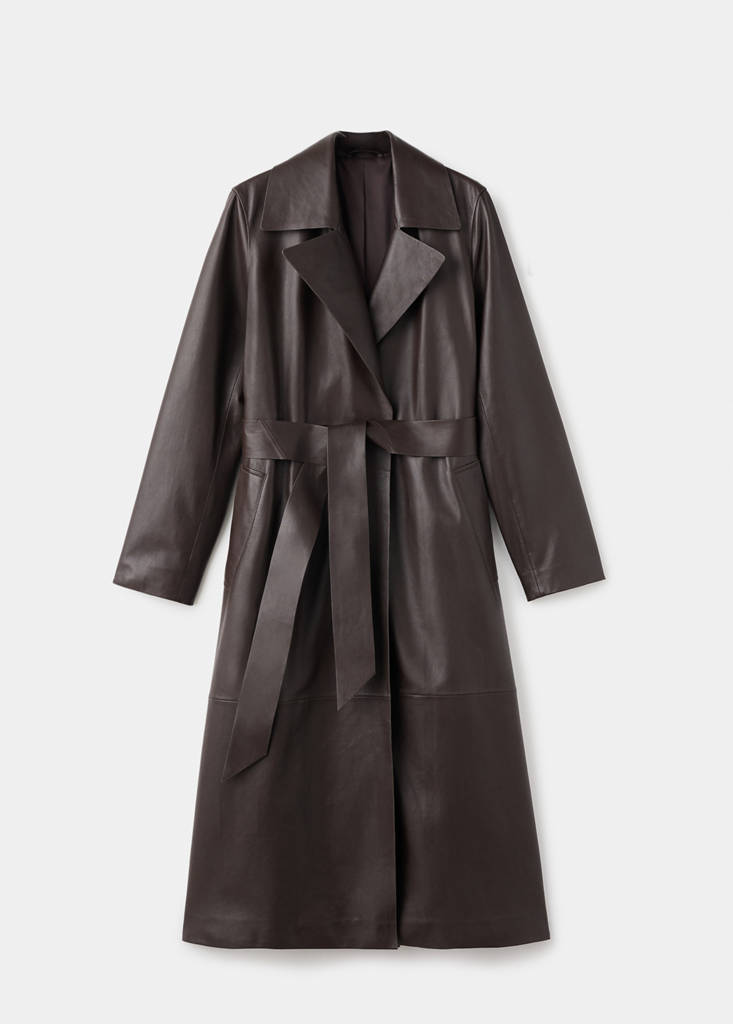 Trench con cintura 100% pelle