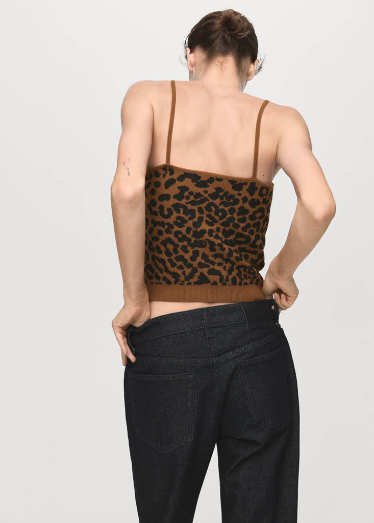 Top in maglia leopardato