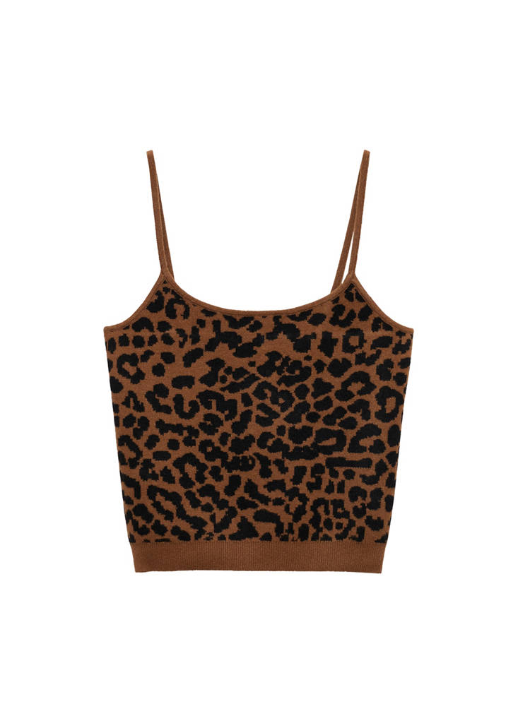 Top in maglia leopardato