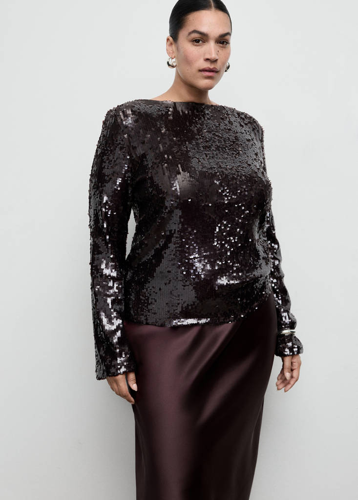T-Shirt Paillettes Avec Manches Évasées
