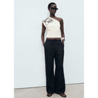 Top Asymétrique Brodé Fleurs
