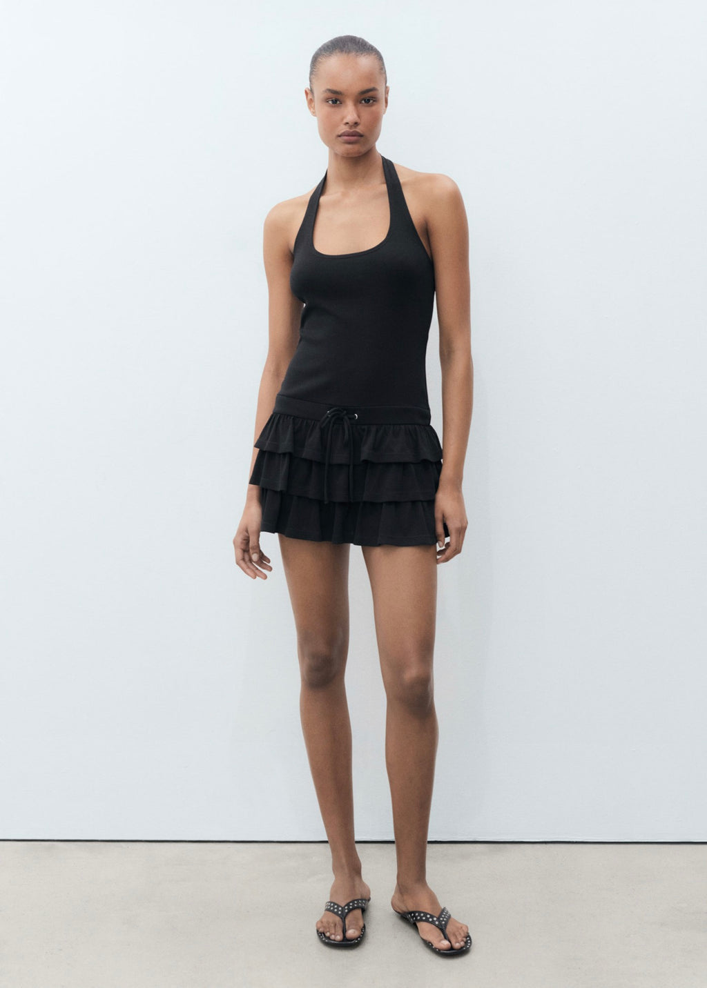 Robe À Emmanchures Américaines À Volants