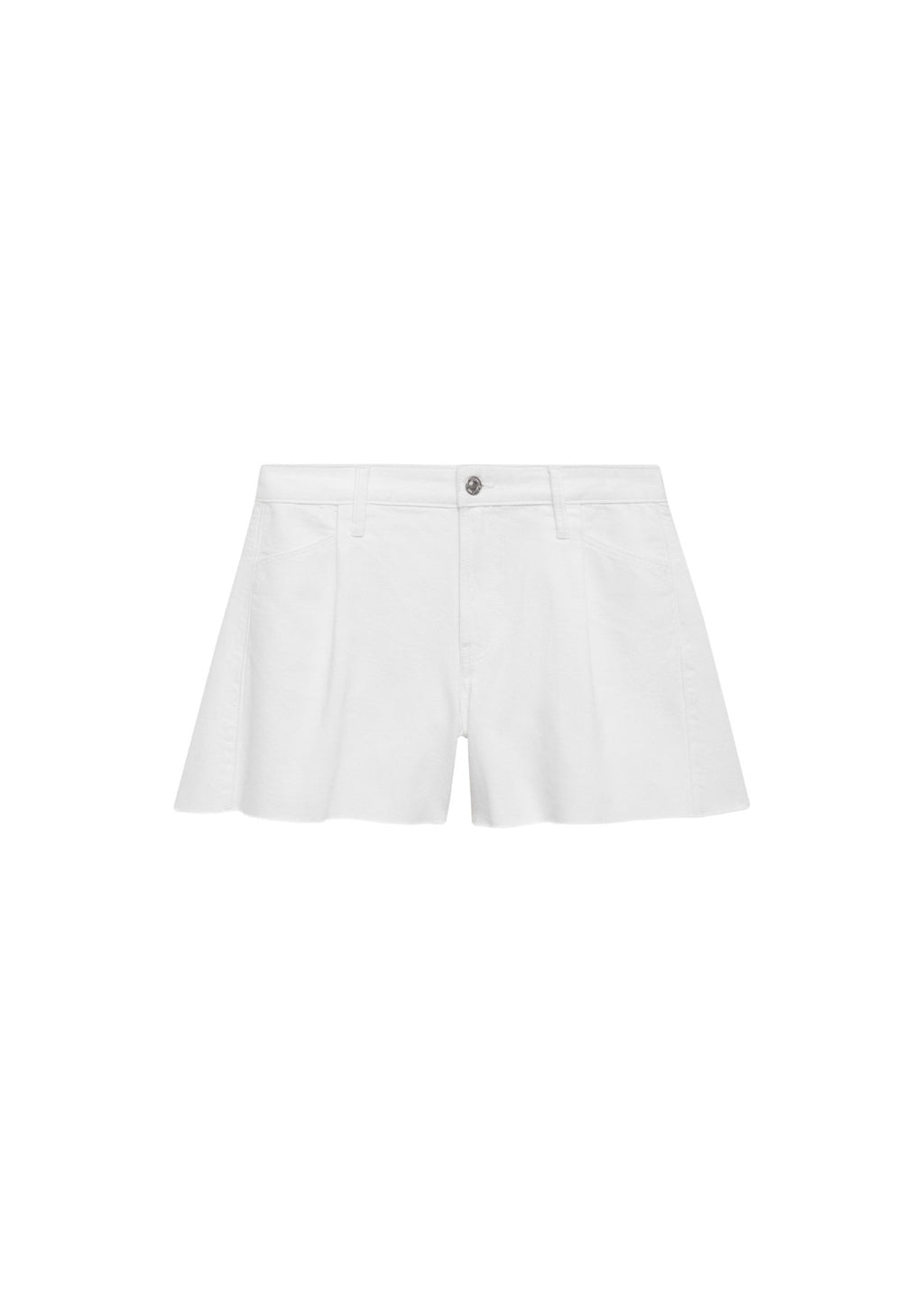 Pantalones cortos de mezclilla con pliegues inferiores deshilachados
