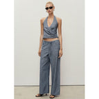 Pantalón Denim Wide Leg Cinturón