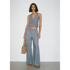 Pantalón Denim Wide Leg Cinturón