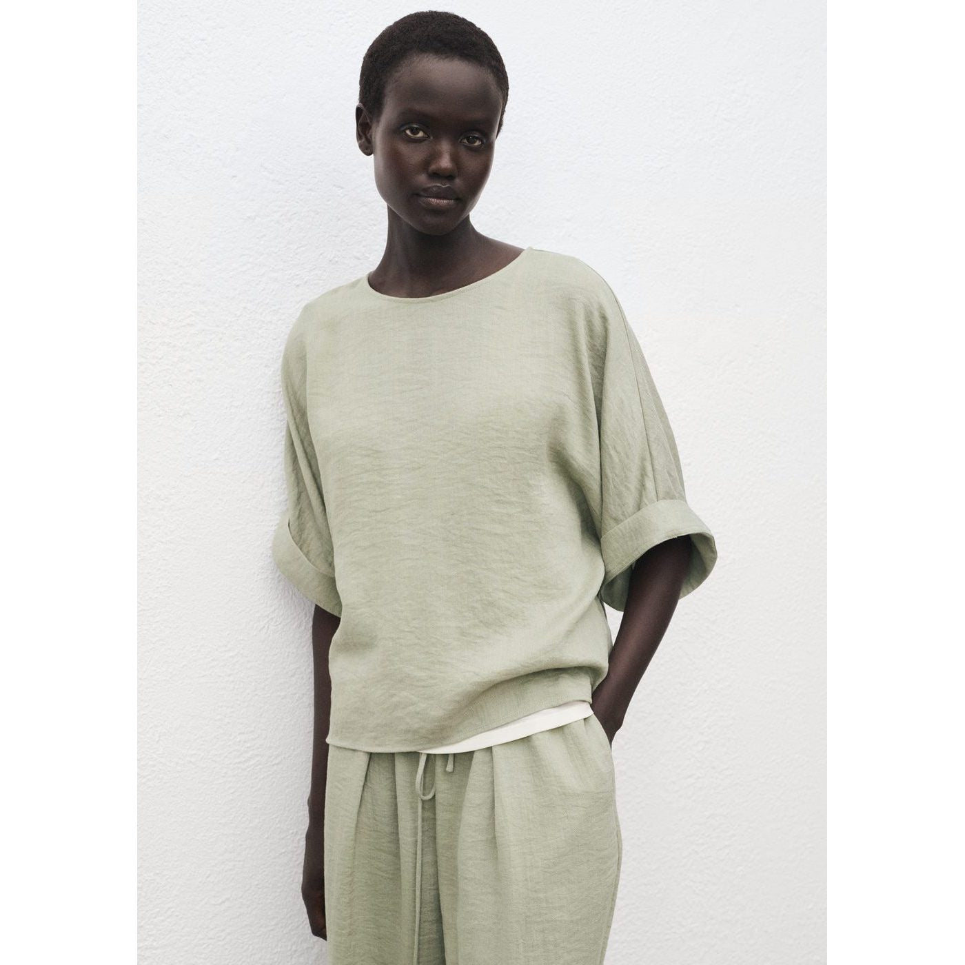 Pantalon Droit Texturé