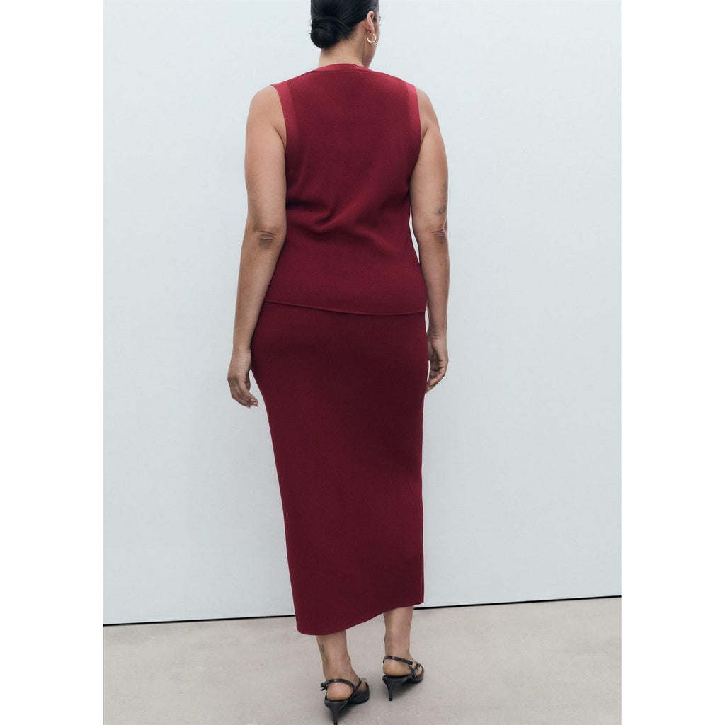 Falda midi de punto fino