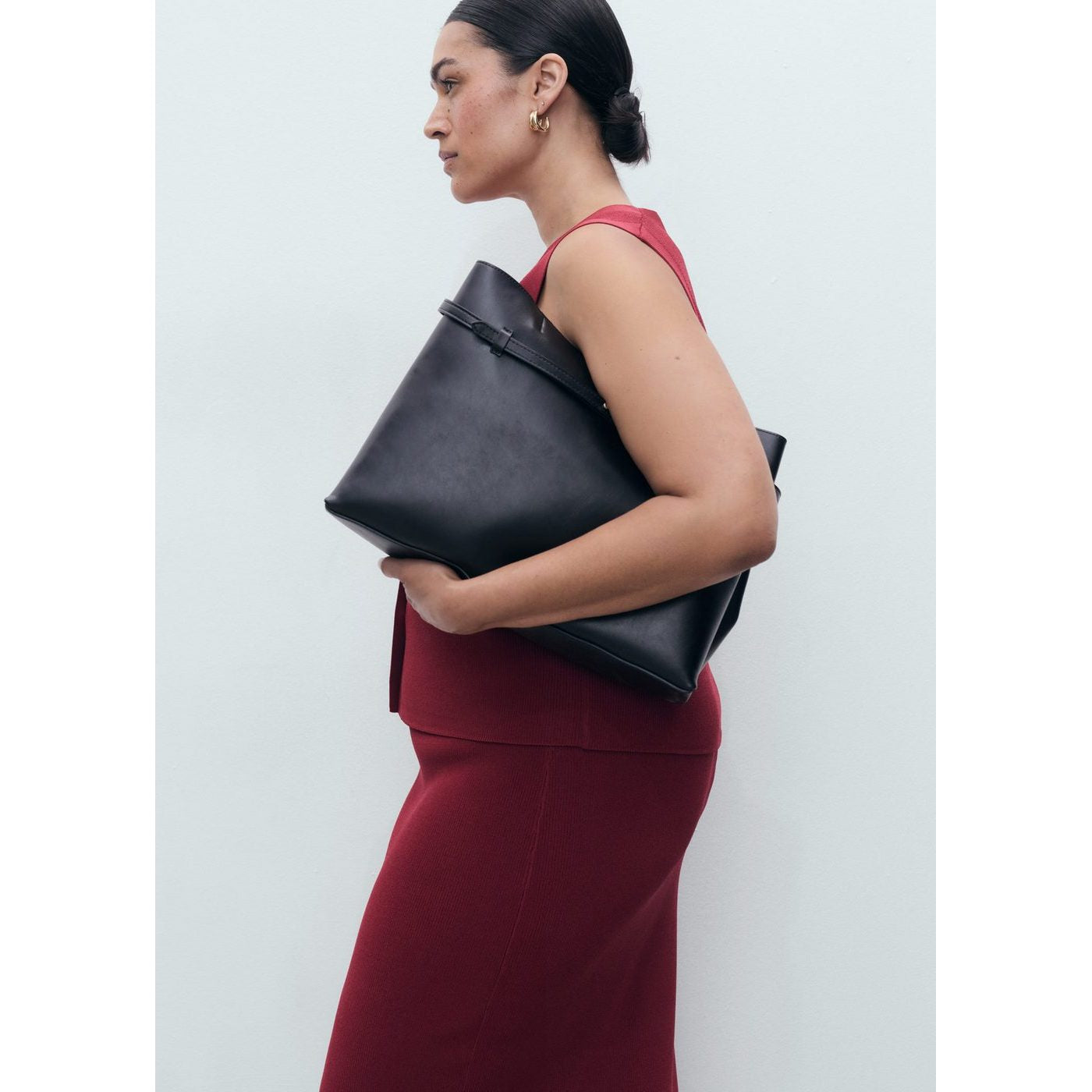 Falda midi de punto fino